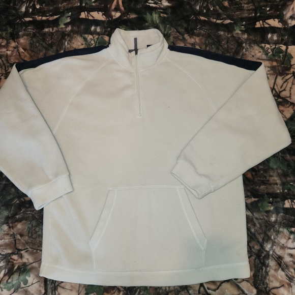 GAP Fleece Sweater Pull Over Quarter Zip, Cream/Navy, Size Large Mens Y2K - Picture 15 of 16